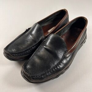 Allen Edmonds Shoes Mens 9.5 Black Brown Two Tone Boulder Leather Driver Loafers